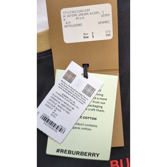 Burberry Men’s Jayson Icon Stripe Crewneck T-Shirt Black M - Picture 6 of 9